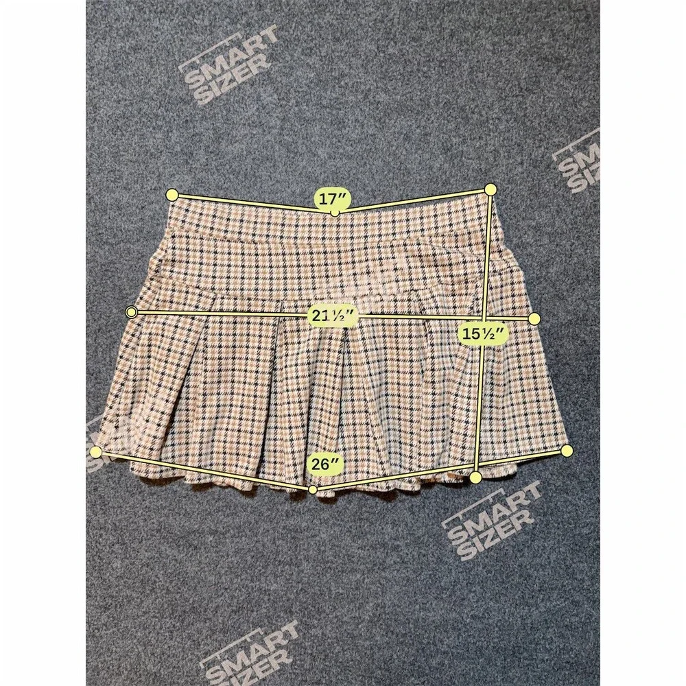 American Eagle Skort Womens Large Beige Black Houndstooth Pleated Mini